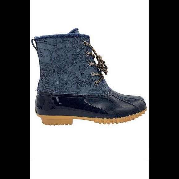Sporto Shoes - Sporto Bella Waterproof Lace Up Duck Boot with Zipper Navy - Medium